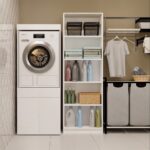 Szafka Łazienkowa Na Pralkę Lub Suszarkę POLA TWIN 1S BIAŁA Regał Szuflada - obrazek 2