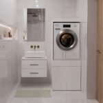 Szafka Łazienkowa Na Pralkę Lub Suszarkę POLA TWIN 1S BIAŁA Regał Szuflada - obrazek 3