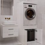 Szafka Łazienkowa Na Pralkę Lub Suszarkę POLA TWIN 1S BIAŁA Regał Szuflada - obrazek 5