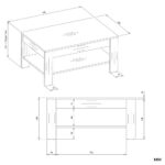 Stolik Kawowy OHIO DĄB ARTISAN CZARNY Ława Półki Do Salonu 93x58x43,5 Cm - obrazek 7