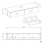Toaletka Kosmetyczna Wisząca MIKA 110 Cm 2 Szuflady Do Sypialni KASZMIR Beż - obrazek 6