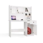 Biurko CHESTER Z NADSTAWKĄ Biały 1 Szuflada Szafka Regał Do Pokoju - obrazek 5