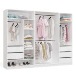 Garderoba Modułowa OPENO ZESTAW 260/200 BIAŁA Szuflady Drążki Półki Duża Do Sypialni