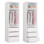 Garderoba Szafa OPENO 1W1P3S BIAŁA Modułowa Regał z Drążkiem 3 Szuflady