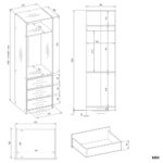 Garderoba Szafa OPENO 1W1P3S BIAŁA Modułowa Regał z Drążkiem 3 Szuflady - obrazek 6