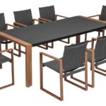 Zestaw Mebli Ogrodowych Jadalnianych DUISBURG dla 8 Osób Stół i 8 Foteli ANTRACYT / BRĄZOWY