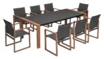 Zestaw Mebli Ogrodowych Jadalnianych DUISBURG dla 8 Osób Stół i 8 Foteli ANTRACYT / BRĄZOWY
