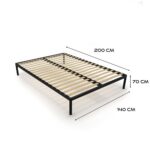 Stelaż Łóżka BED ALU 140x200 Metalowy Drewniane Listwy Nowoczesny CZARNY - obrazek 5