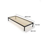 Stelaż Łóżka BED ALU 80x200 Metalowy Drewniane Listwy Nowoczesny CZARNY - obrazek 4