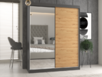 Szafa IGA 160 A/B ANTRACYT ARTISAN 1 x Lustro Do Sypialni Przedpokoju - obrazek 3