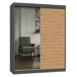 Szafa IGA 160 A/C ANTRACYT ARTISAN 1 x Lustro Szprosy Do Sypialni Przedpokoju