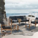 Zestaw Mebli Ogrodowych DUISBURG Sofa Fotel Stolik ANTRACYT / BRĄZOWY - obrazek 7