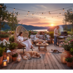 Fotel HOLAND Ogrodowy z Poduszką Rattanowy Stalowy 142 cm BEŻOWY - obrazek 3