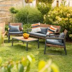 Zestaw Mebli Ogrodowych TEXAS z Sofą Fotelami i Stolikem Kawowym SZARY - obrazek 2