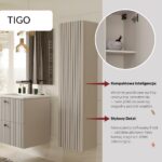 SZAFKA ŁAZIENKOWA WISZĄCA SŁUPEK REGAŁ TIGO 1D KASZMIR RYFLOWANY FRONT - obrazek 7