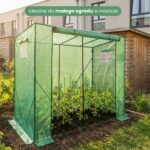 Szklarnia ogrodowa foliowa domek 1 drzwi 2 okna Zielona 202x80x170 cm