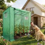 Szklarnia ogrodowa foliowa domek 1 drzwi 2 okna Zielona 202x80x170 cm - obrazek 2