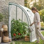 Szklarnia ogrodowa foliowa przyścienna 1 drzwi 1 okno Biała 100x200x210 cm - obrazek 3