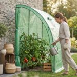 Szklarnia ogrodowa foliowa przyścienna 1 drzwi 1 okno Zielona 100x200x210 cm - obrazek 3