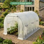 Szklarnia ogrodowa foliowa tunel 1 drzwi 6 okien Biała 200x300x200 cm