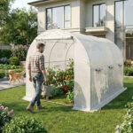 Szklarnia ogrodowa foliowa tunel 1 drzwi 6 okien Biała 200x300x200 cm - obrazek 2