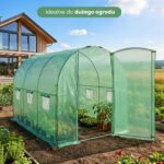 Szklarnia ogrodowa foliowa tunel z metalowymi drzwiami 6 okien Zielona 200x300x200 cm