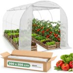 Szklarnia ogrodowa foliowa tunel z rolowanymi ścianami 1 drzwi 6 okien Biała 200x300x200 cm