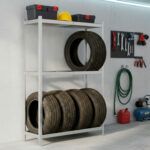 Regał na opony metalowy garażowy 120 cm 3 półki 120x40x180 Galwanizowany Srebrny - obrazek 3