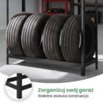 Regał na opony metalowy garażowy 120 cm 3 półki 120x40x180 Czarny - obrazek 2