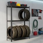 Regał na opony metalowy garażowy 120 cm 3 półki 120x40x180 Czarny - obrazek 3