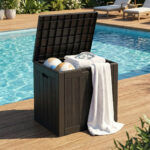 Skrzynia ogrodowa wodoszczelna pojemność 117 litrów Czarna - obrazek 3