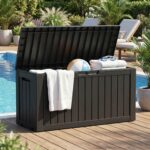 Skrzynia ogrodowa wodoszczelna pojemność 272 litry Czarna - obrazek 3