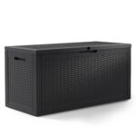 Skrzynia ogrodowa wodoszczelna pojemność 340 litrów Czarna