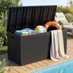 Skrzynia ogrodowa wodoszczelna pojemność 340 litrów Czarna - obrazek 3