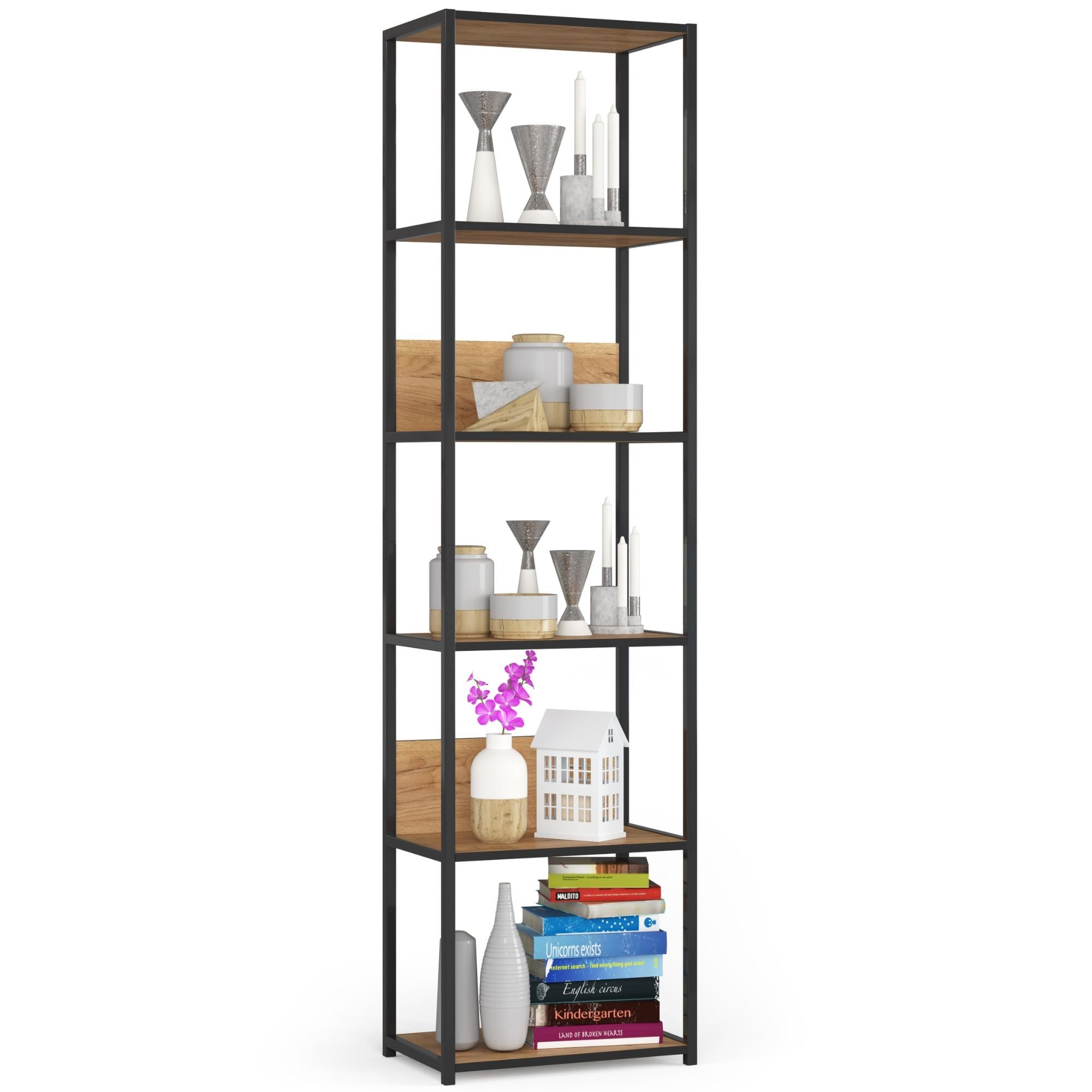 export REGAŁ METALOWY LOFT 500 CZARNY/DĄB CRAFT - obrazek 1
