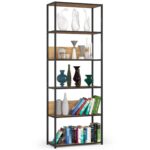 Regał loftowy metalowy 70 cm - czarny-dąb craft - 6 półek