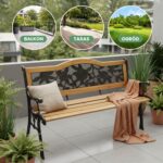 ŁAWKA OGRODOWA ROSA CZARNA / NATURALNE DREWNO - obrazek 2