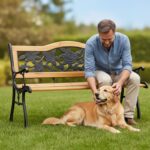 ŁAWKA OGRODOWA ROSA CZARNA / NATURALNE DREWNO - obrazek 3