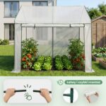 Szklarnia ogrodowa foliowa domek 1 drzwi 2 okna Biała 200x140x200 cm - obrazek 2