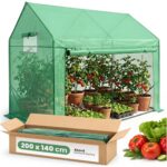 Szklarnia ogrodowa foliowa domek 1 drzwi 2 okna Zielona 200x140x200 cm