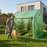 Szklarnia ogrodowa foliowa domek 1 drzwi 2 okna Zielona 200x140x200 cm - obrazek 3