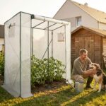 Szklarnia ogrodowa foliowa domek 1 drzwi 2 okna Biała 202x80x170 cm - obrazek 2