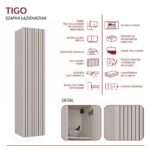 SZAFKA ŁAZIENKOWA WISZĄCA SŁUPEK REGAŁ TIGO 1D KASZMIR RYFLOWANY FRONT - obrazek 6