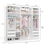 Garderoba Modułowa OPENO ZESTAW 260/250 BIAŁA Szuflady Drążki Półki Duża Do Sypialni - obrazek 6