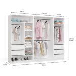 Garderoba Modułowa OPENO ZESTAW 260/200 BIAŁA Szuflady Drążki Półki Duża Do Sypialni - obrazek 6