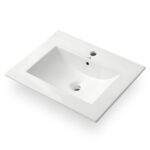 Umywalka wpuszczana w blat prostokątna NORDIS ceramiczna 61 cm Biała - obrazek 2