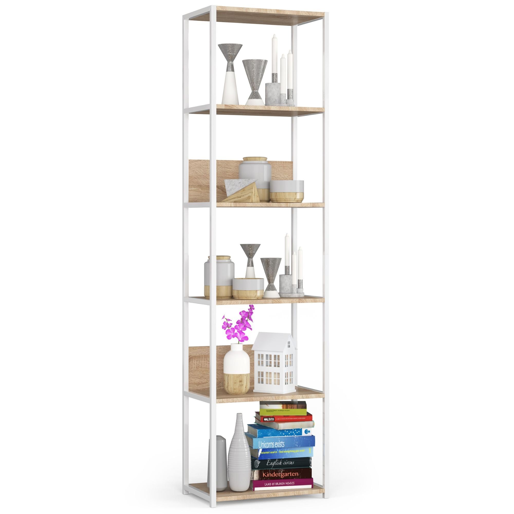 export REGAŁ METALOWY LOFT 500 BIAŁY/DĄB SONOMA - obrazek 1