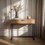 Konsola stolik loftowy MODENA 1 szuflada 80 cm Dąb Artisan Czarne nogi - obrazek 2