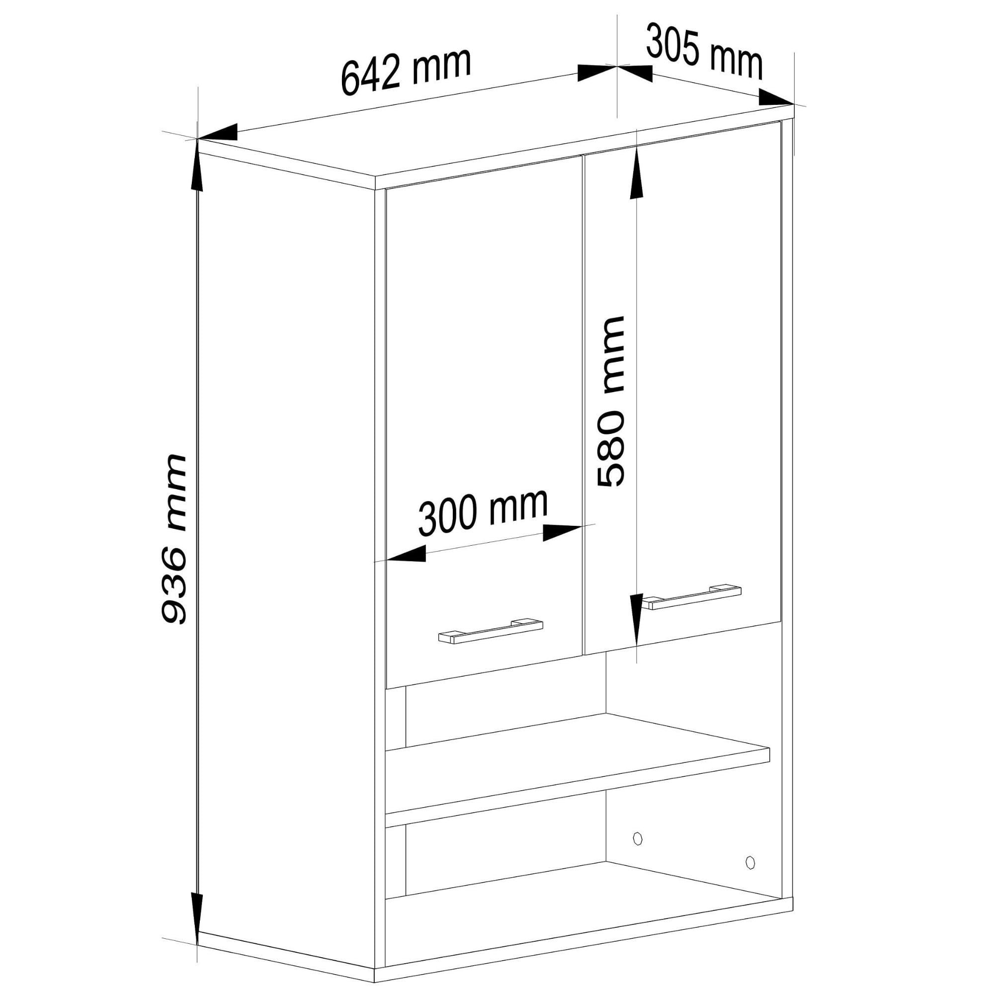 export SZAFKA WISZĄCA FIN H934 W64 2D 1P GRAFIT SZARY/BIAŁA - obrazek 1