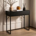 Konsola stolik loftowy MODENA 1 szuflada 80 cm Czarna Czarne nogi - obrazek 3